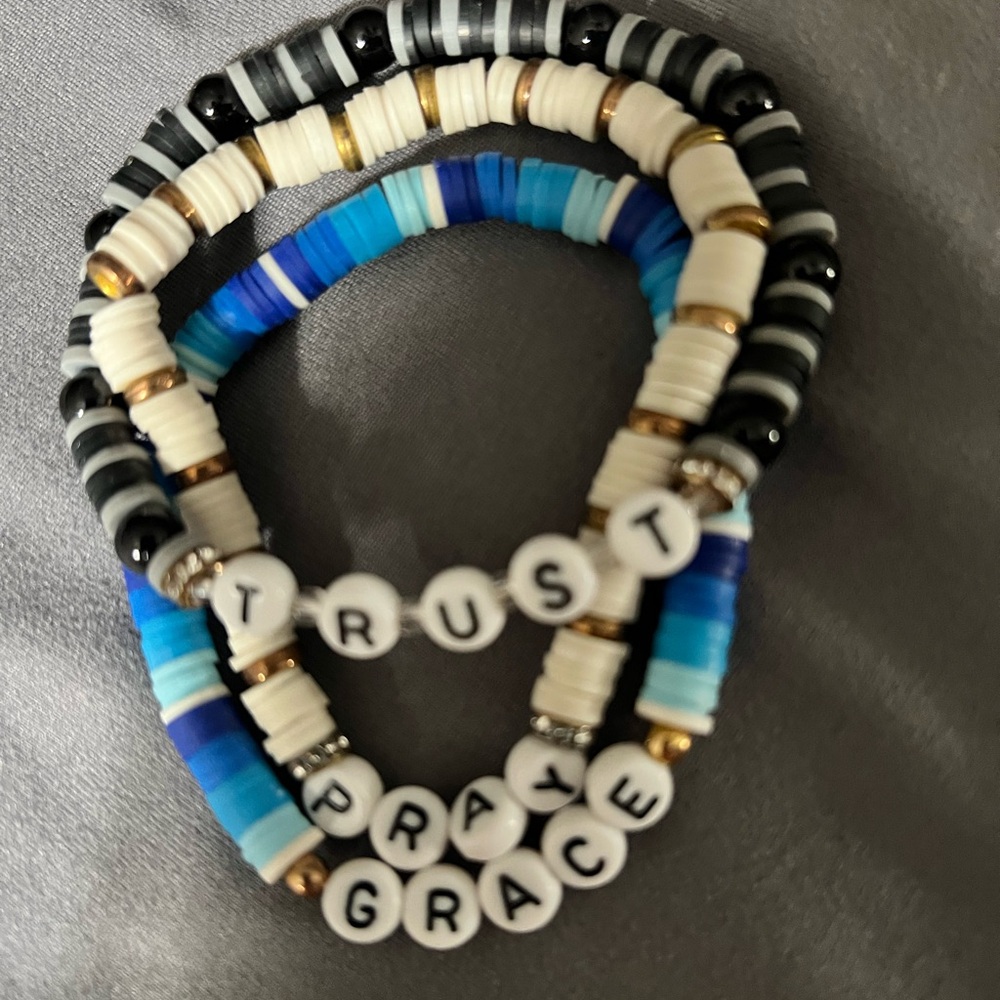 Trust, Pray and Peace Beaded Bracelets
